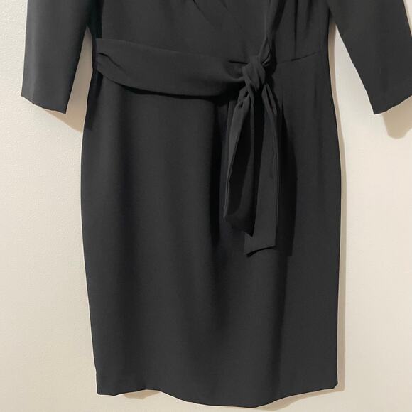 Tahari ASL Tie Waist Sheath Dress Knee Length 3/4 Long Sleeve Womens sz 8 Black - Picture 8 of 16